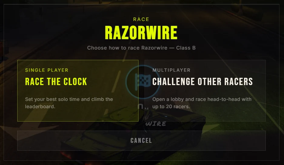Schermata reale di una modalità Race in Street Racer.